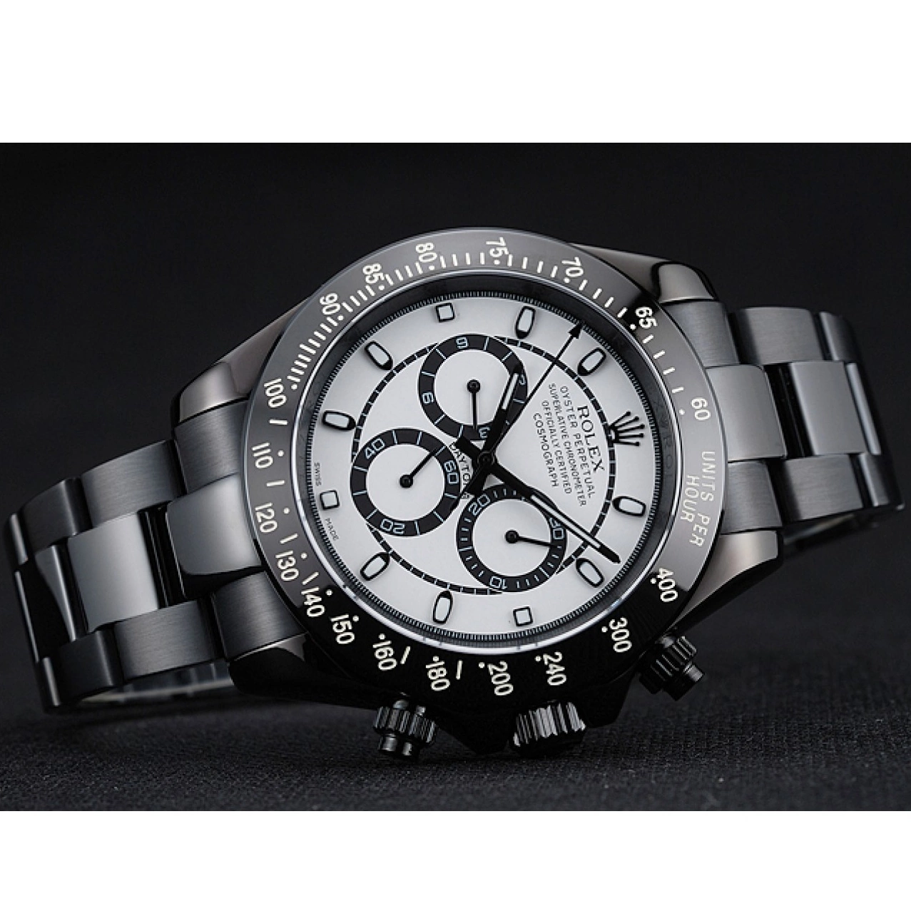 Aaa replica watch Black And Bracelet Dial And Stainless 1454249 Steel Daytona Rolex White Case Cosmograph Black 0802